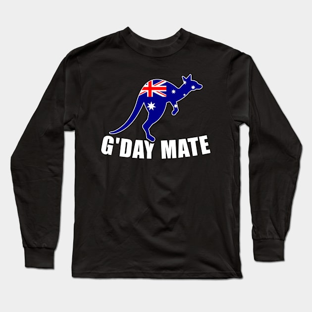 G'day mate australia flag kangaroo Long Sleeve T-Shirt by Designzz